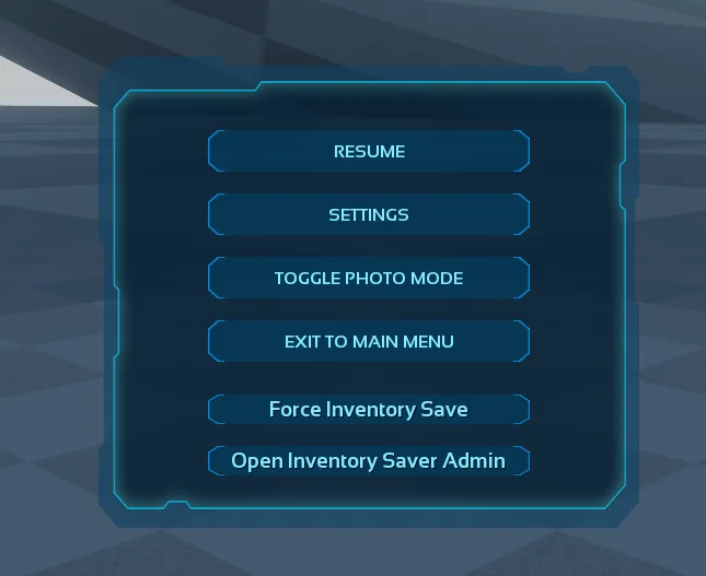 Inventory Backup Saver — Pause menu