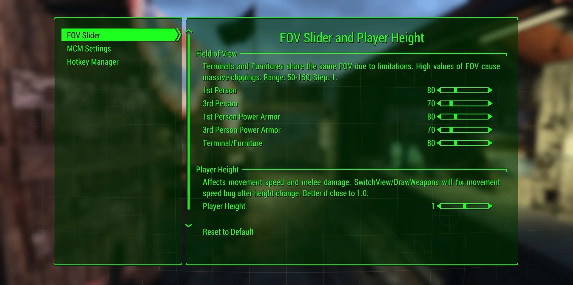 FOV Slider and Player Height — FOV Slider and Player Height screenshot