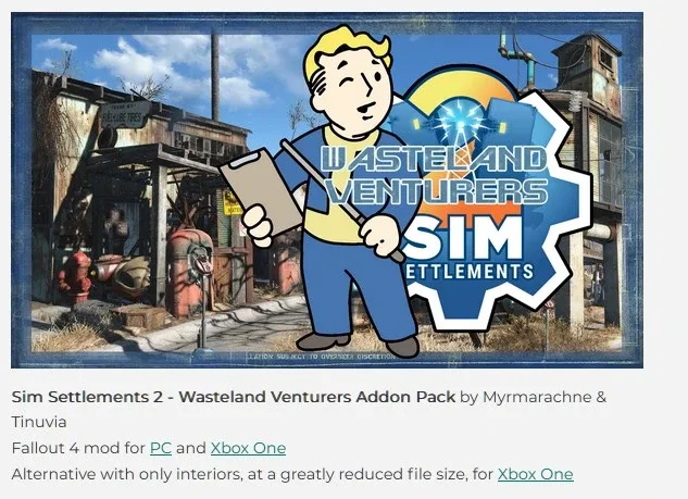 Wasteland Venturers Sim Settlements 2 Addon Pack — Wasteland Venturers Sim Settlements 2 Addon Pack screenshot