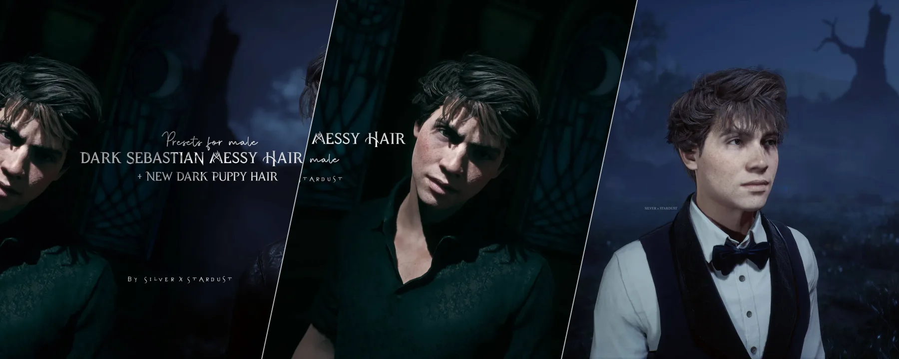 Dark Seb Messy Hair (+ dark puppy hair) for male MC — Dark Seb Messy Hair (+ dark puppy hair) for male MC screenshots 1–3