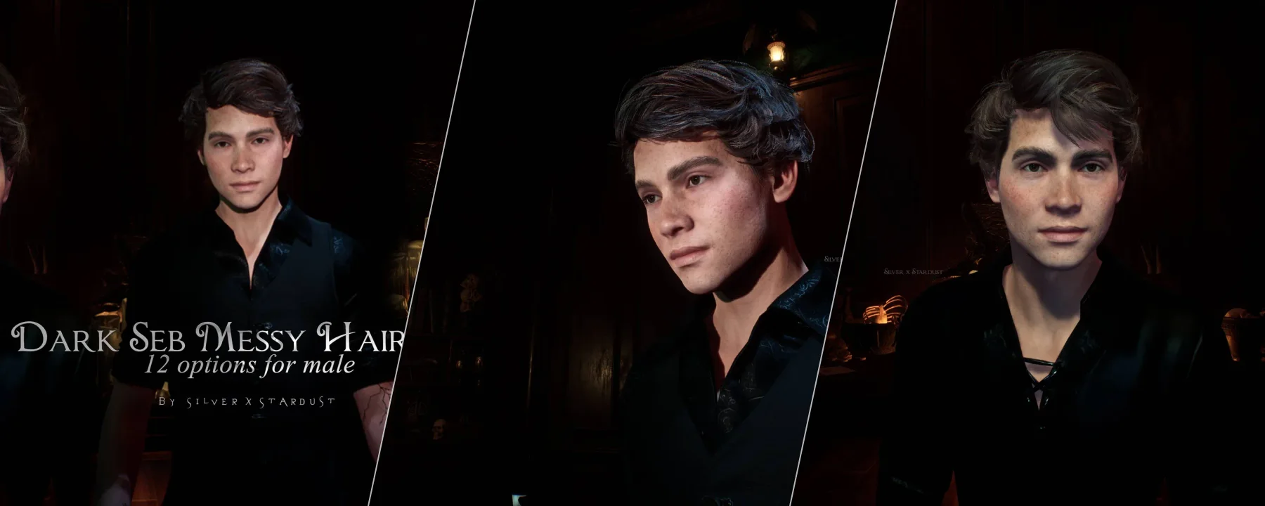 Dark Seb Messy Fluffy Hair Pack for male MC — Dark Seb Messy Fluffy Hair Pack for male MC screenshots 1–3