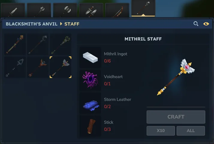 Mighty Staffs — Blacksmith's Anvil Staff Section
