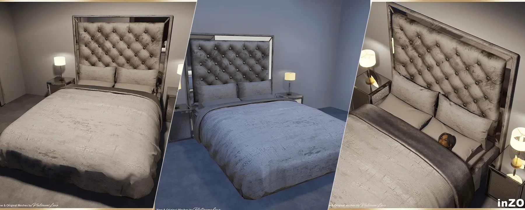 PL | Luxe Chester Bed (now recolourable!) — PL | Luxe Chester Bed (now recolourable!) screenshots 1–3