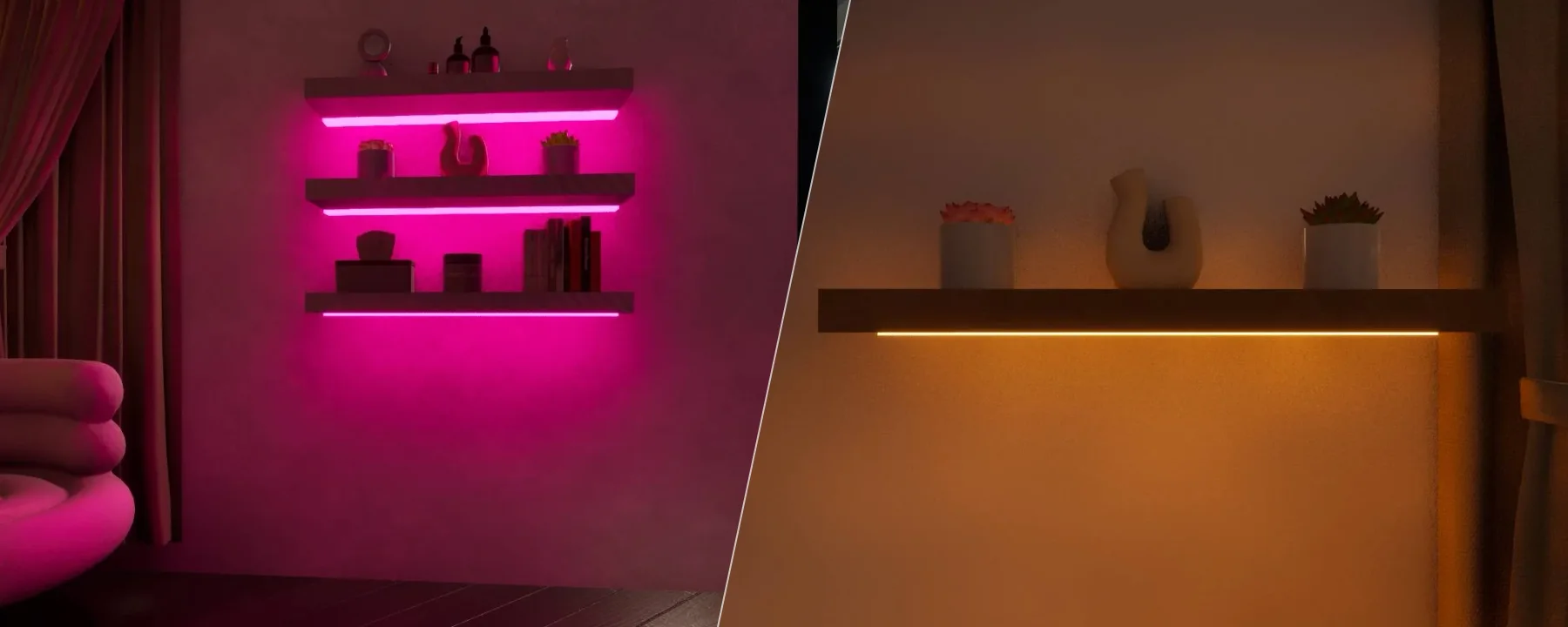 Wall shelf with warm LED lights — Wall shelf with warm LED lights screenshots 1–2