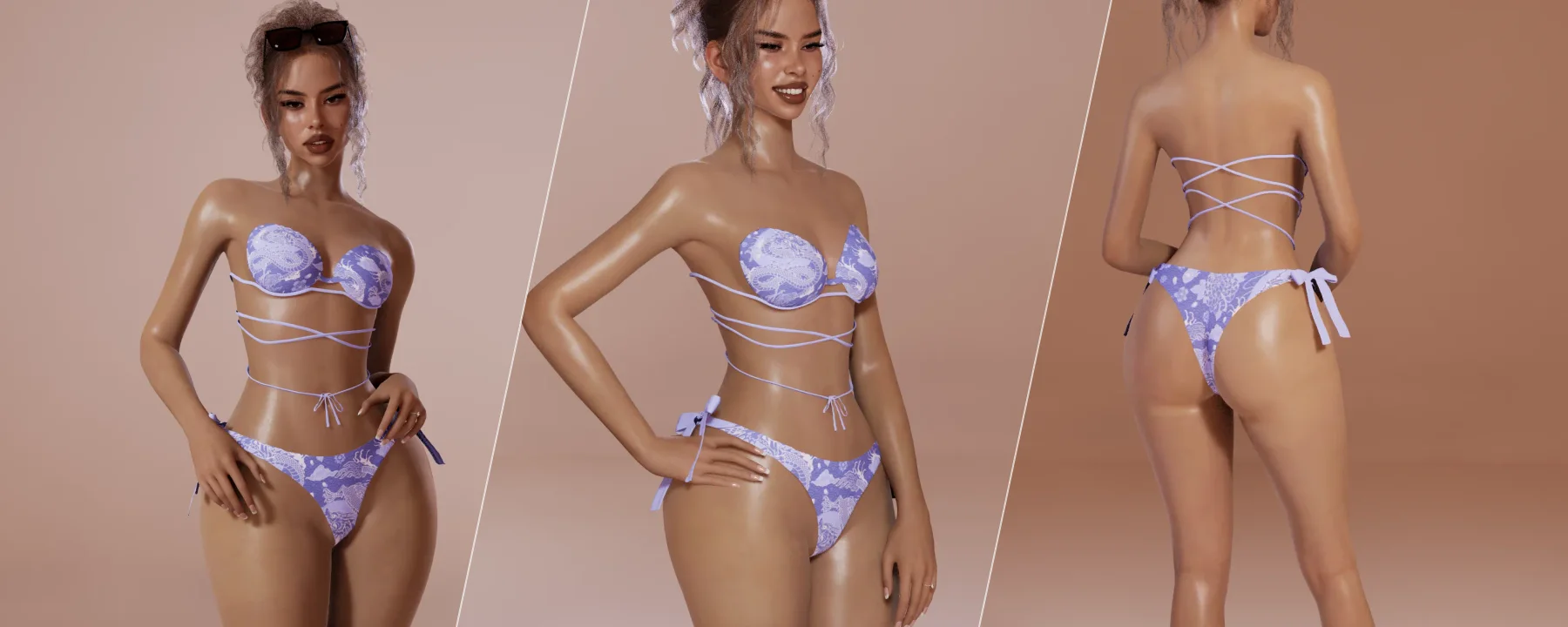 Beach Babes Collection - Tied Bikini Dragon Blue — Beach Babes Collection - Tied Bikini Dragon Blue screenshots 1–3