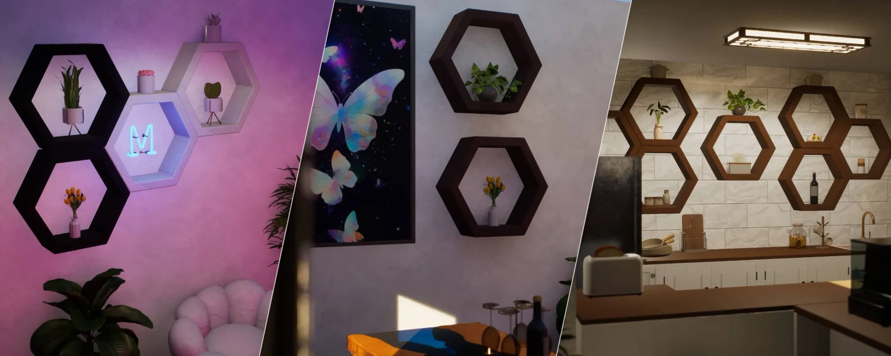 Set of Hexagon Wall Shelf — Set of Hexagon Wall Shelf screenshots 1–3