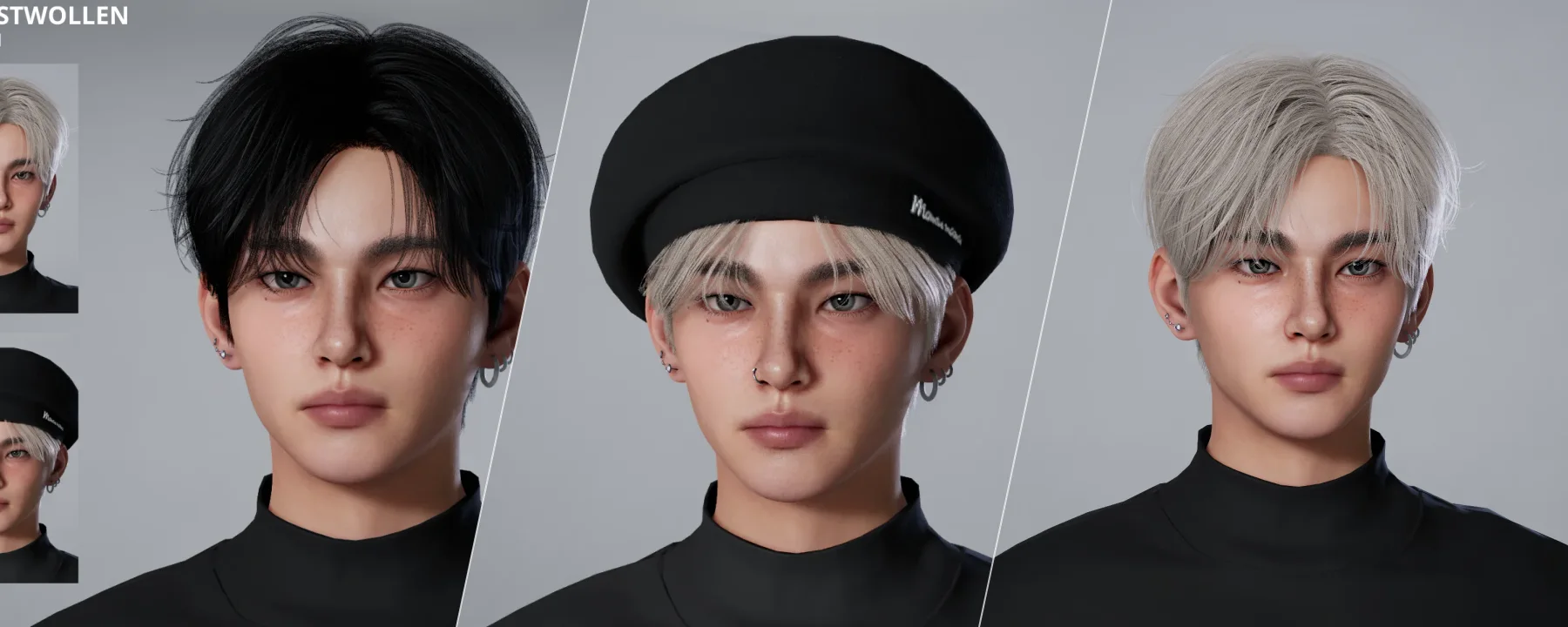 Male hair 01 — Male hair 01 screenshots 1–3