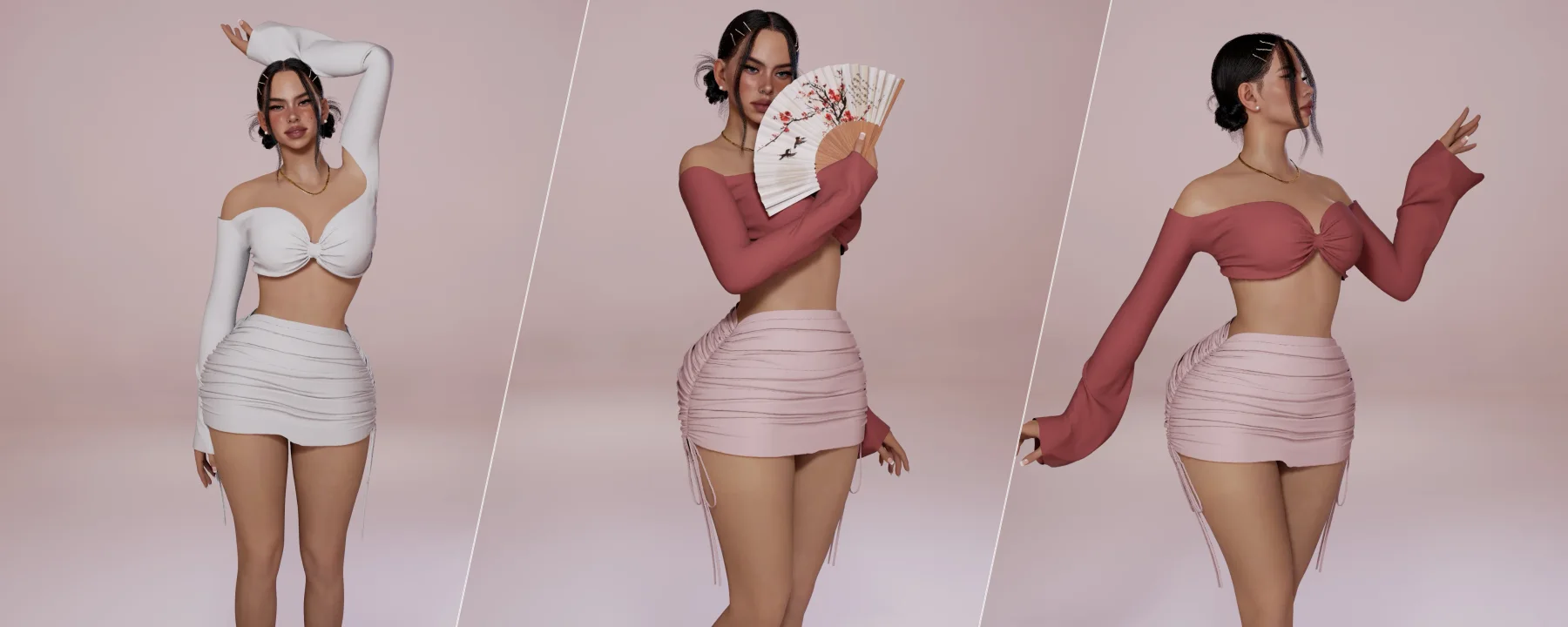 Off- shoulder top & ruched skirt — Off- shoulder top & ruched skirt screenshots 1–3