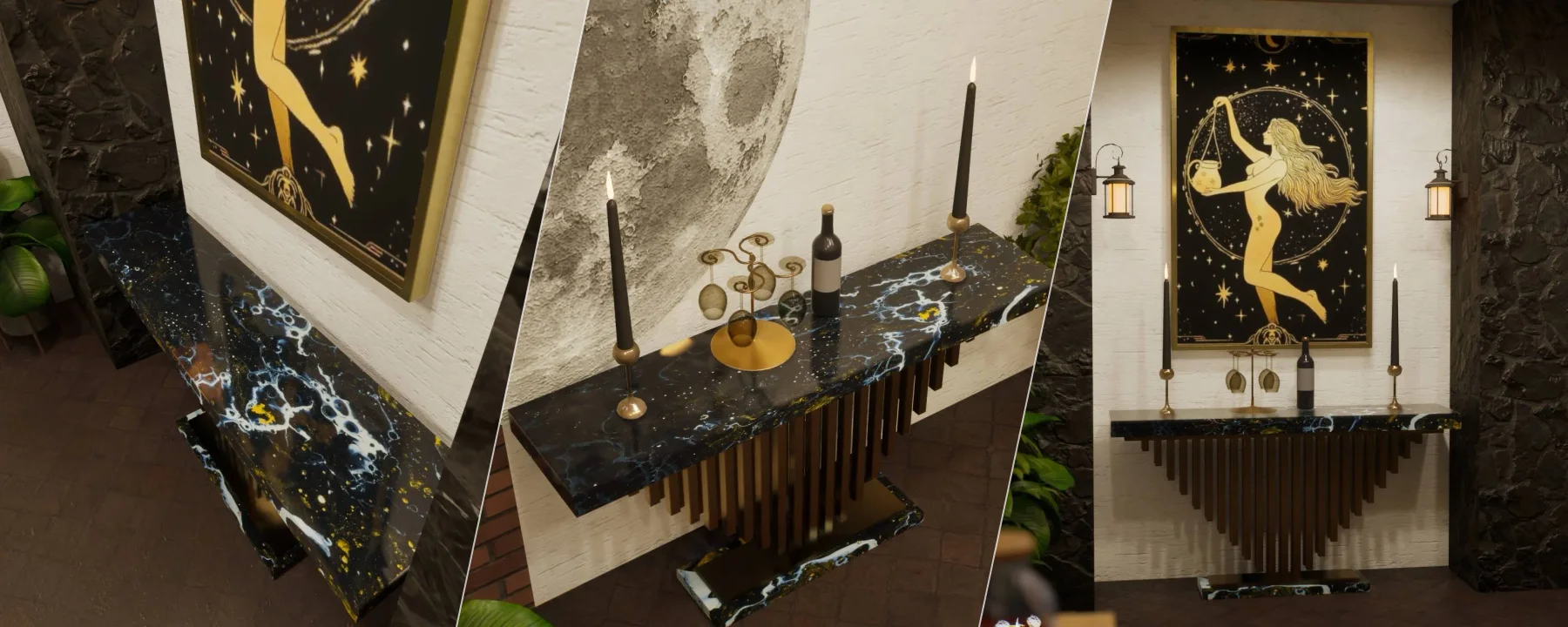 Black Marble Console Table — Black Marble Console Table screenshots 1–3