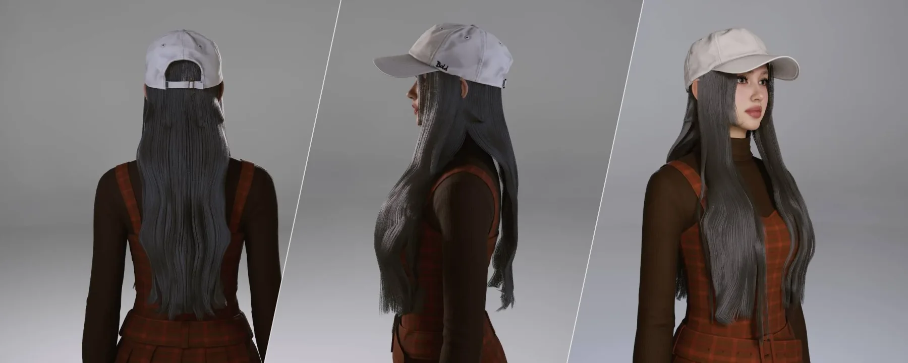 Long Pigtails with Hat Mesh — Long Pigtails with Hat Mesh screenshots 1–3