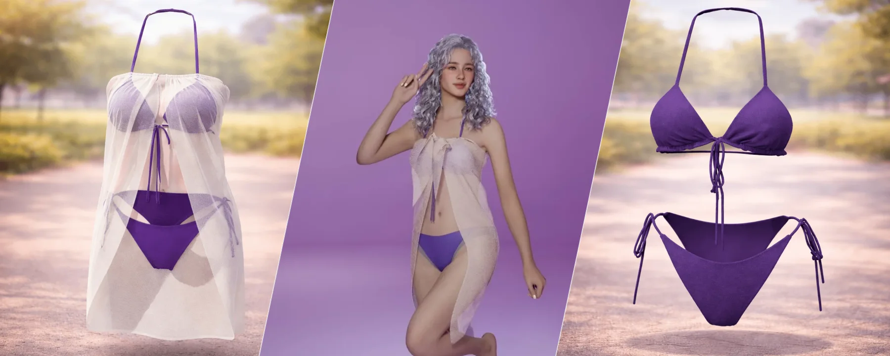  Sheer Lilac Sarong Dress + bikini🌸 — Sheer Lilac Sarong Dress + bikini🌸 screenshots 1–3