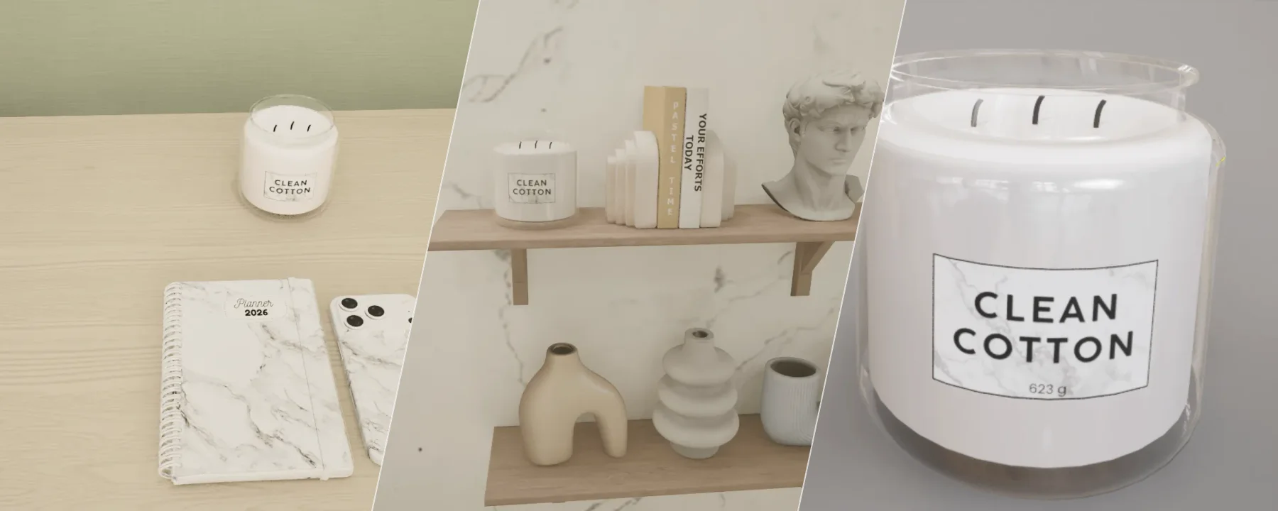 Marble candle clean cotton — Marble candle clean cotton screenshots 1–3