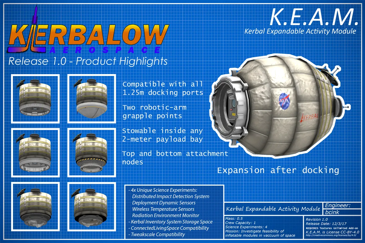 KEAM - Kerbal Expandable Activity Module — K.E.A.M. Release 1.0 Product Highlights