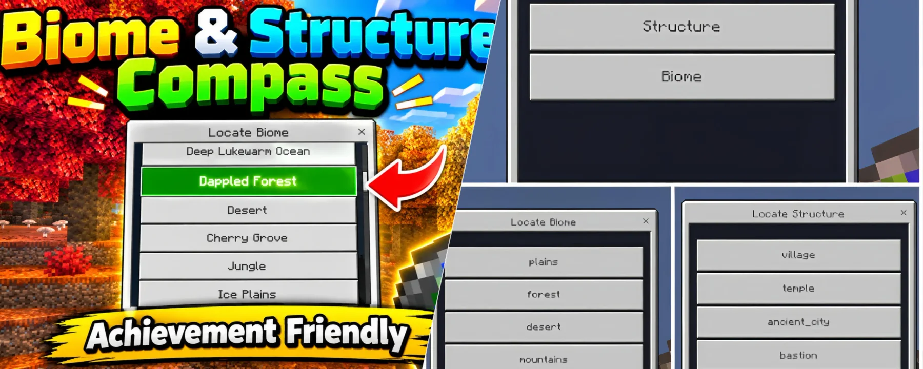 Biome & Structure Compass [Achivement Friendly] — Biome & Structure Compass [Achivement Friendly] screenshots 1–2