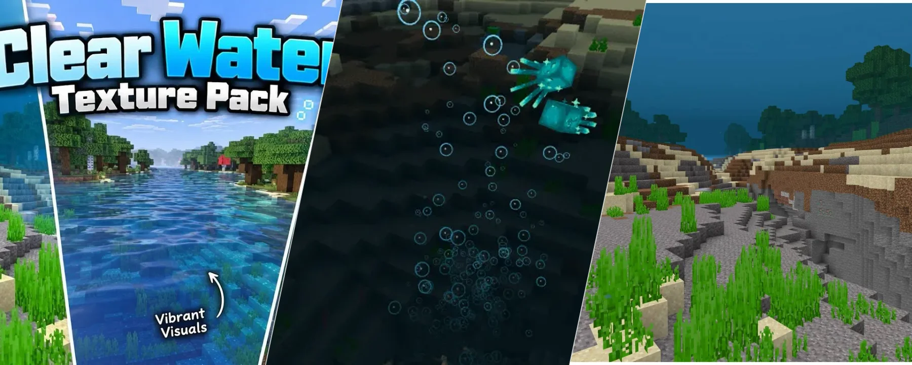 Clear Water Texture Pack | fancy + vibrant visuals modes! — Clear Water Texture Pack | fancy + vibrant visuals modes! screenshots 1–3