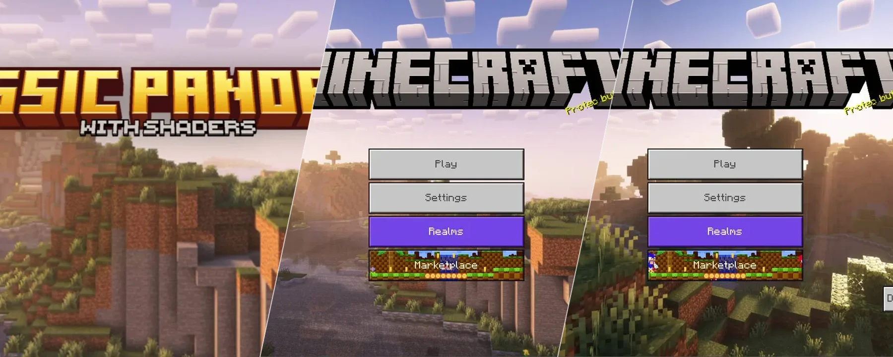 Classic Panorama with Shaders (Bedrock Edition) — Classic Panorama with Shaders (Bedrock Edition) screenshots 1–3