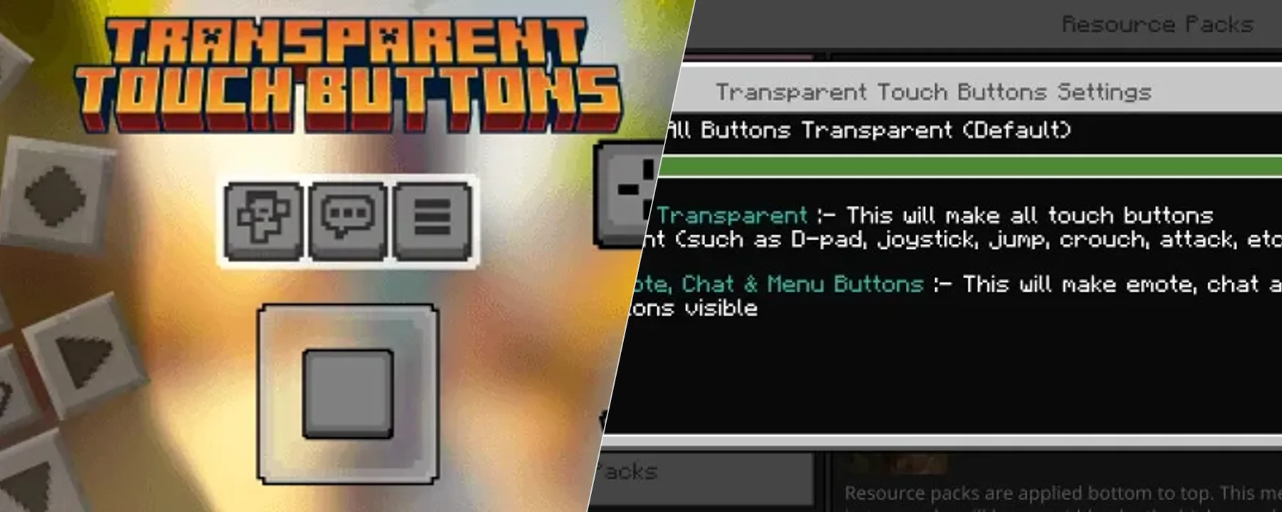 Transparent Touch Buttons (Resource Pack for MCPE) — Transparent Touch Buttons (Resource Pack for MCPE) screenshots 1–2