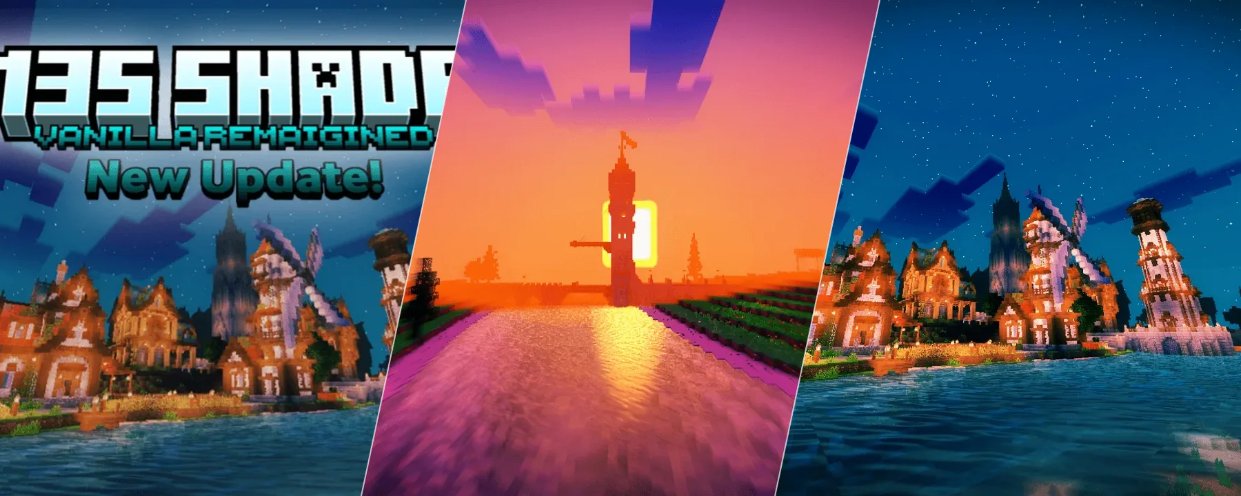 R135 Vaimagined Shader | Vanilla Reimagined Shader | Support Minecraft BE 1.21+ (Render Dragon) — R135 Vaimagined Shader | Vanilla Reimagined Shader | Support Minecraft BE 1.21+ (Render Dragon) screenshots 1–3