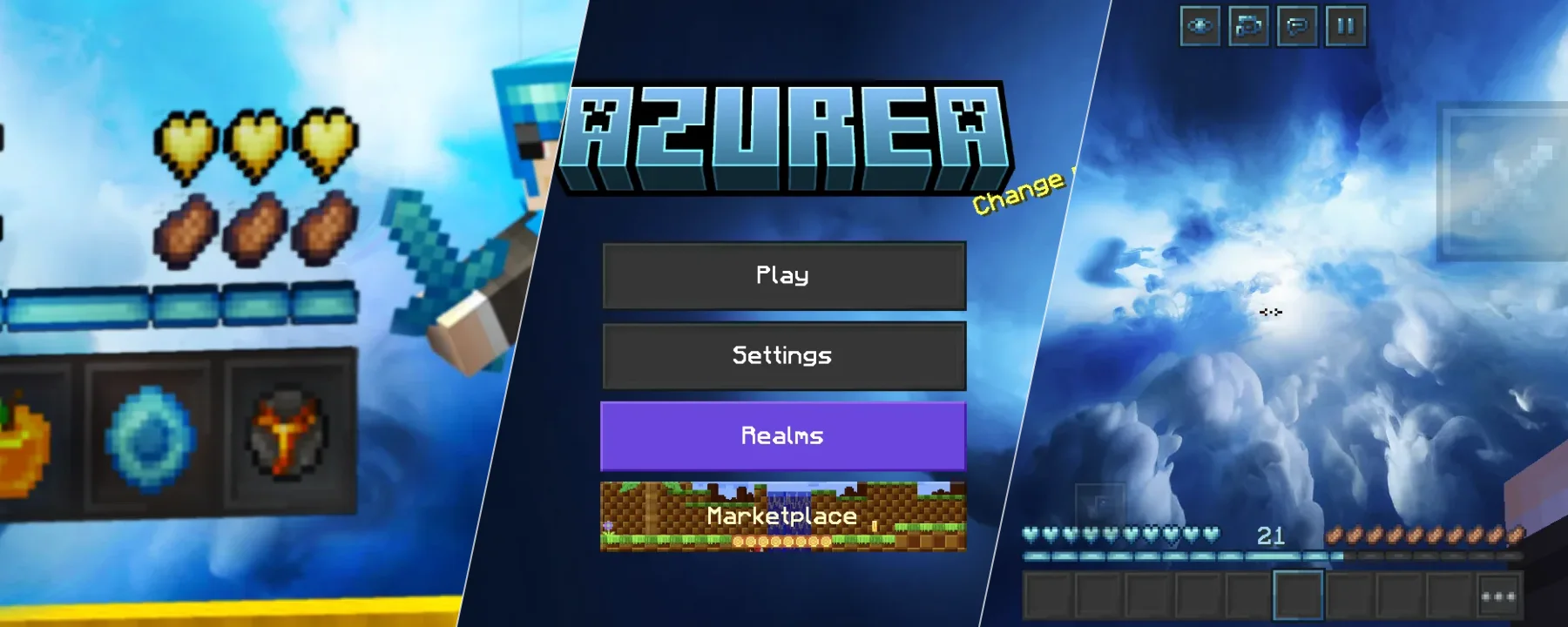 AZUREA 16x | PVP texture pack for MCPE/MCBE — AZUREA 16x | PVP texture pack for MCPE/MCBE screenshots 1–3