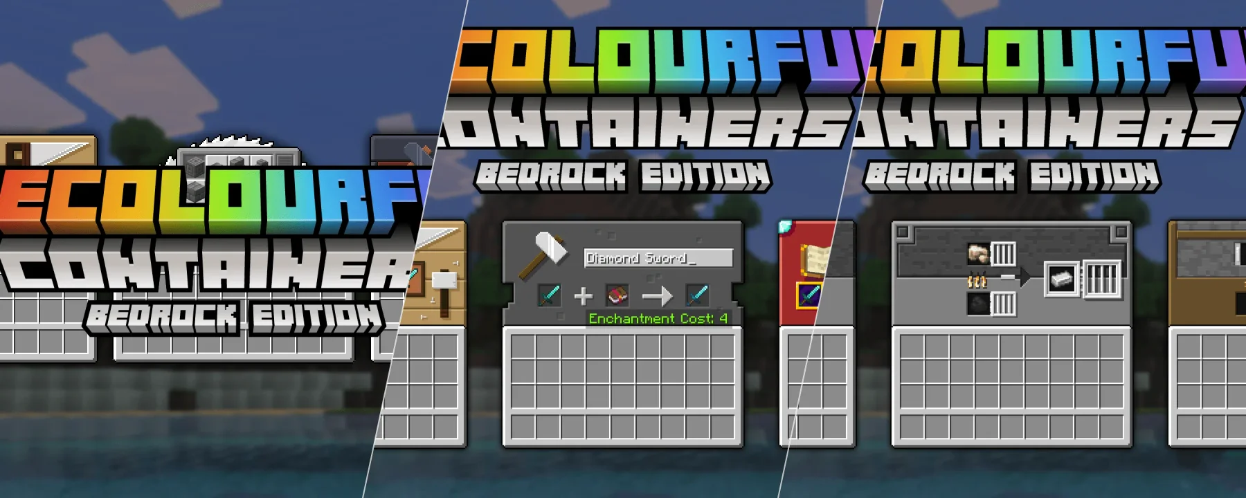 Recolourful Containers GUI + HUD (BEDROCK EDITION) — Recolourful Containers GUI + HUD (BEDROCK EDITION) screenshots 1–3