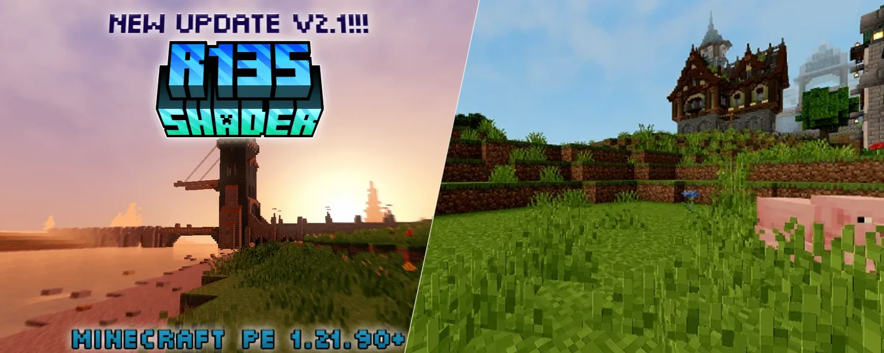 R135 Shader RD | Realistic and Lightweight Shader | Minecraft BE 1.21+ (Render Dragon Support!!) — R135 Shader RD | Realistic and Lightweight Shader | Minecraft BE 1.21+ (Render Dragon Support!!) screenshots 1–2