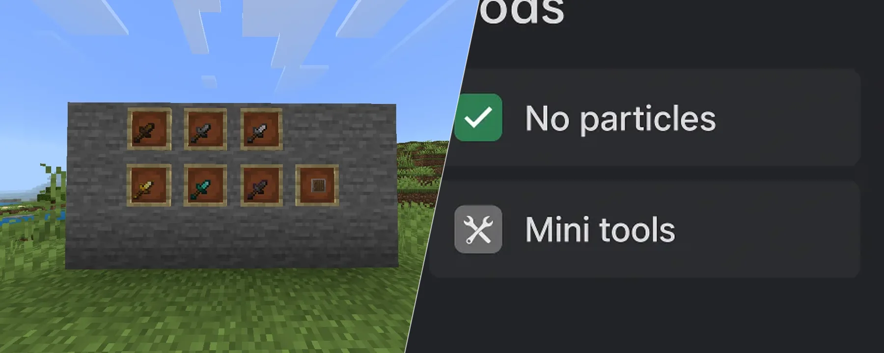 No particles + Mini tools — No particles + Mini tools screenshots 1–2
