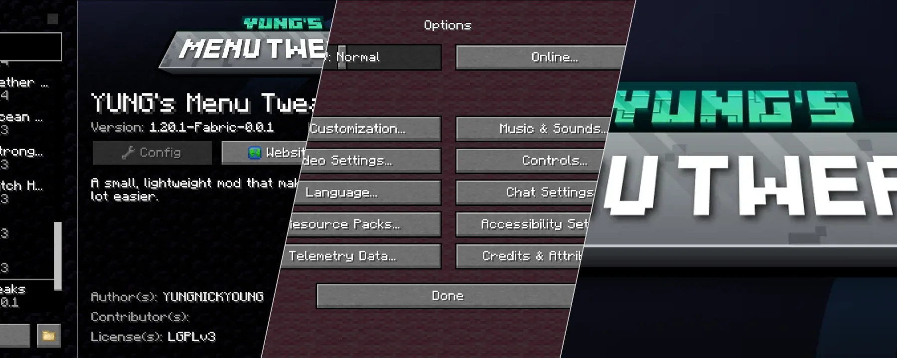 YUNG's Menu Tweaks (NeoForge) [1.20.4 - 1.21.1 ONLY] — YUNG's Menu Tweaks (NeoForge) [1.20.4 - 1.21.1 ONLY] screenshots 1–3