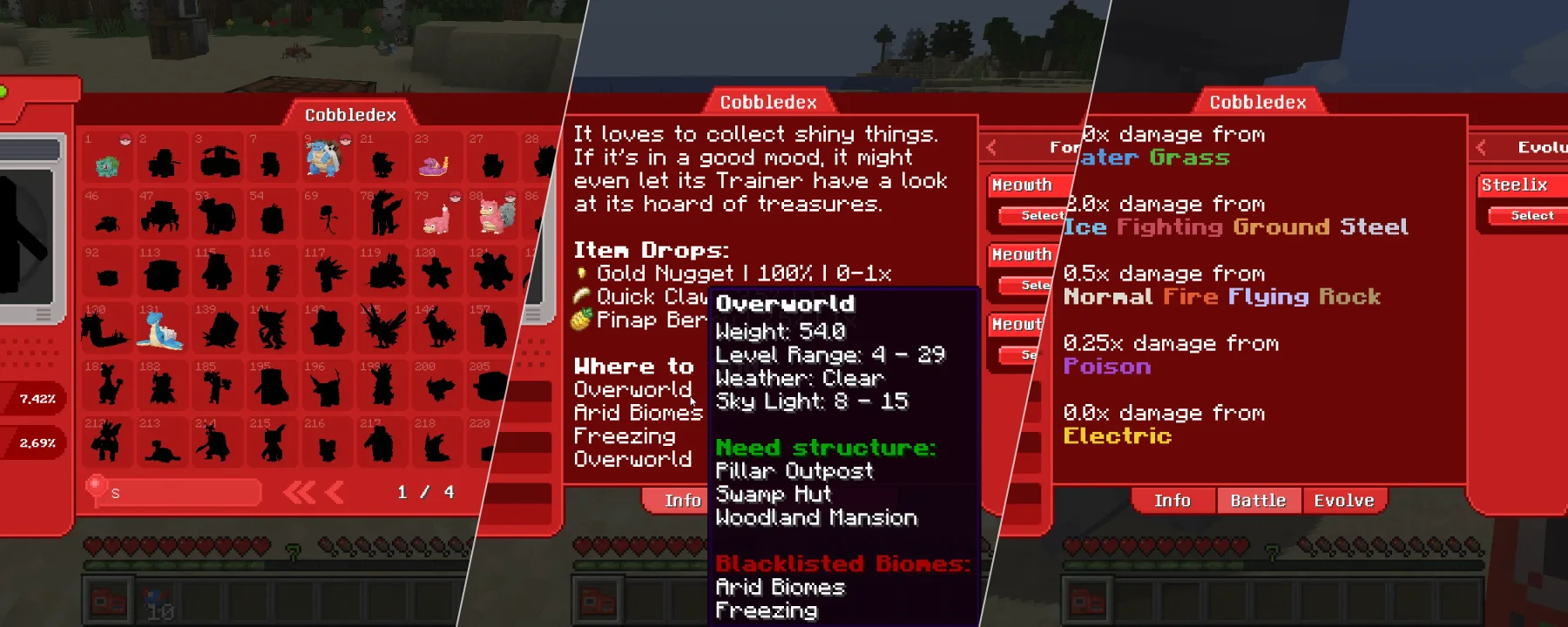 Cobblemon Pokédex (Cobbledex) — Cobblemon Pokédex (Cobbledex) screenshots 1–3