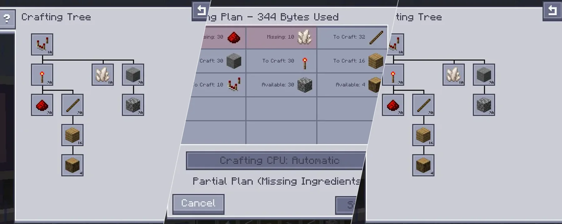 AE2: Crafting Tree — AE2: Crafting Tree screenshots 1–3