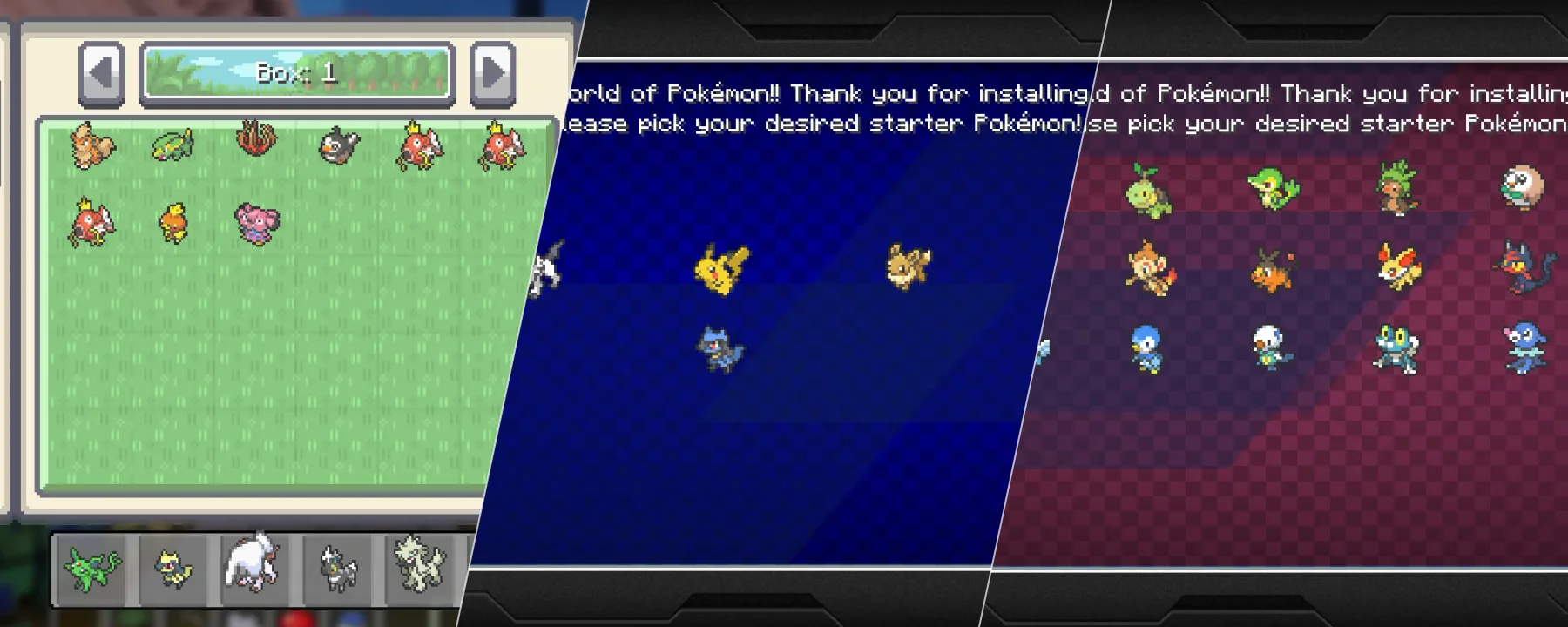 Perfect IV Shiny Starters with more starters! (Pixelmon) — Perfect IV Shiny Starters with more starters! (Pixelmon) screenshots 1–3