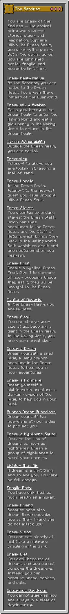Sandman origin screenshot 1