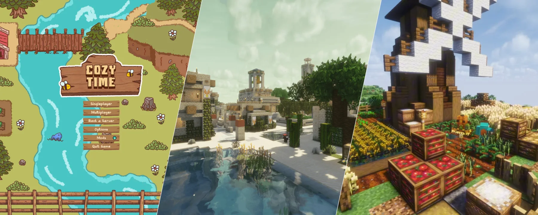 Cozy Time | Cozy Survival with Quests (MC Cozy 1.21.1) — Cozy Time | Cozy Survival with Quests (MC Cozy 1.21.1) screenshots 1–3