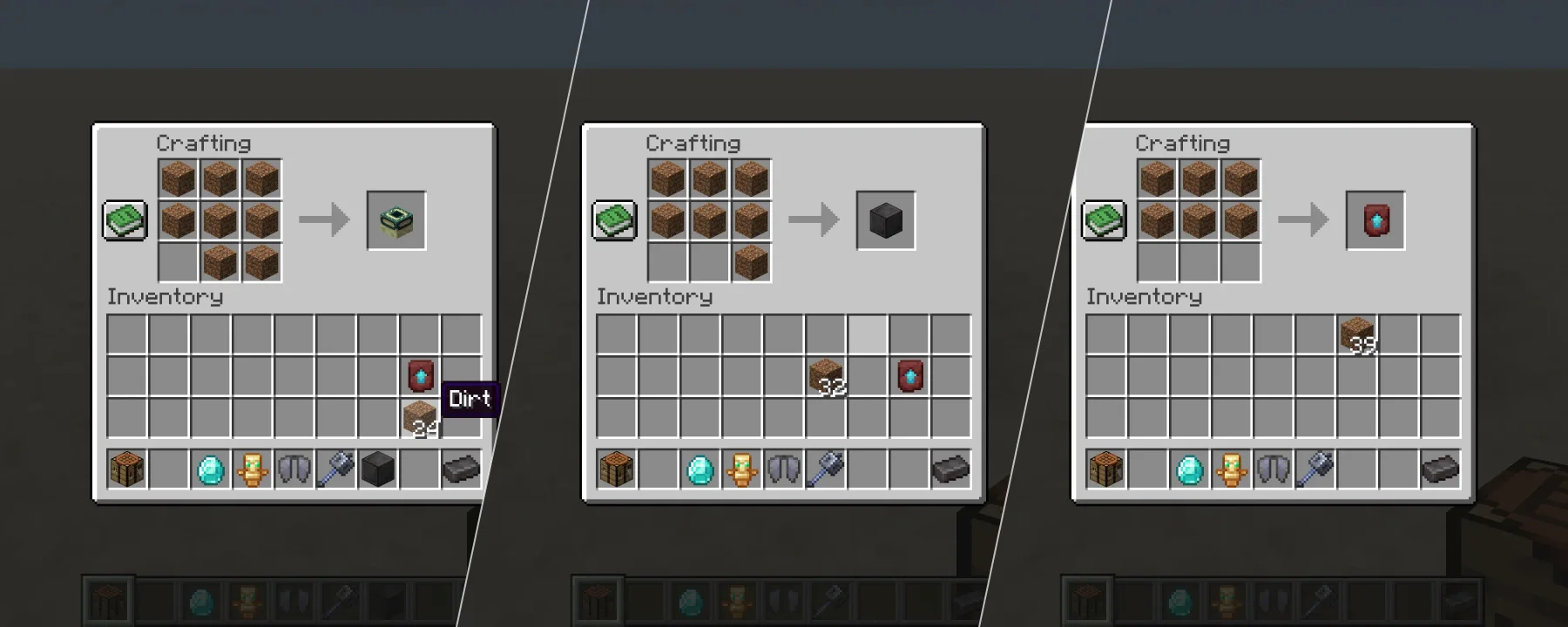 Dirt can be crafted into OP Items! — Dirt can be crafted into OP Items! screenshots 1–3