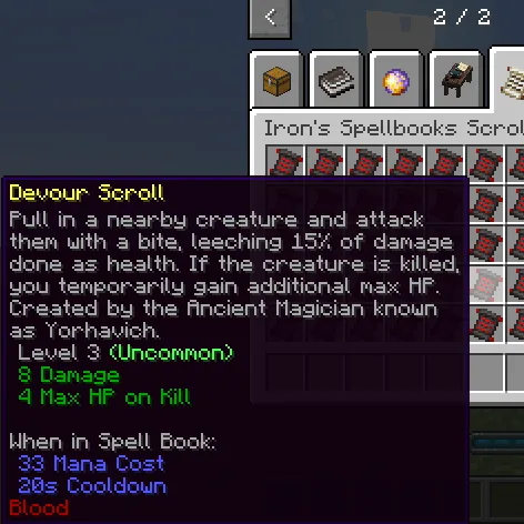 Iron's Spells 'n Spellbooks - Scroll Description — Iron's Spells 'n Spellbooks - Scroll Description screenshot