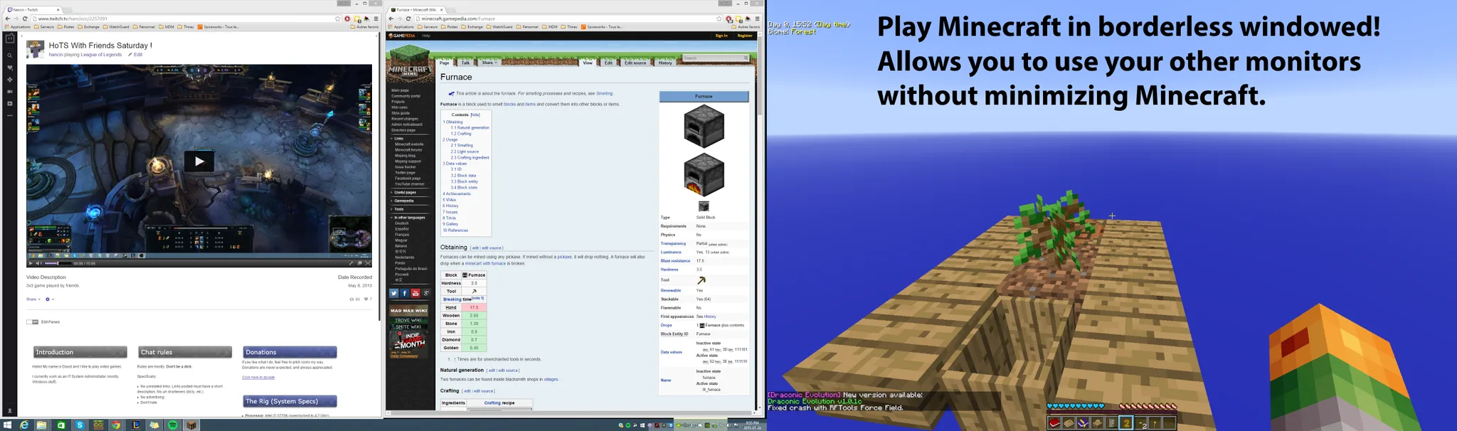 Fullscreen Windowed (Borderless) for Minecraft — Example