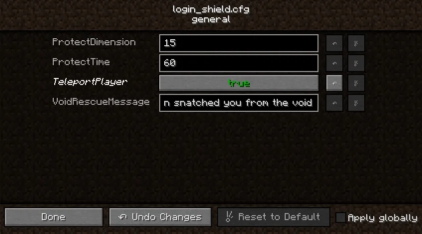 Login Shield — Configuration screen