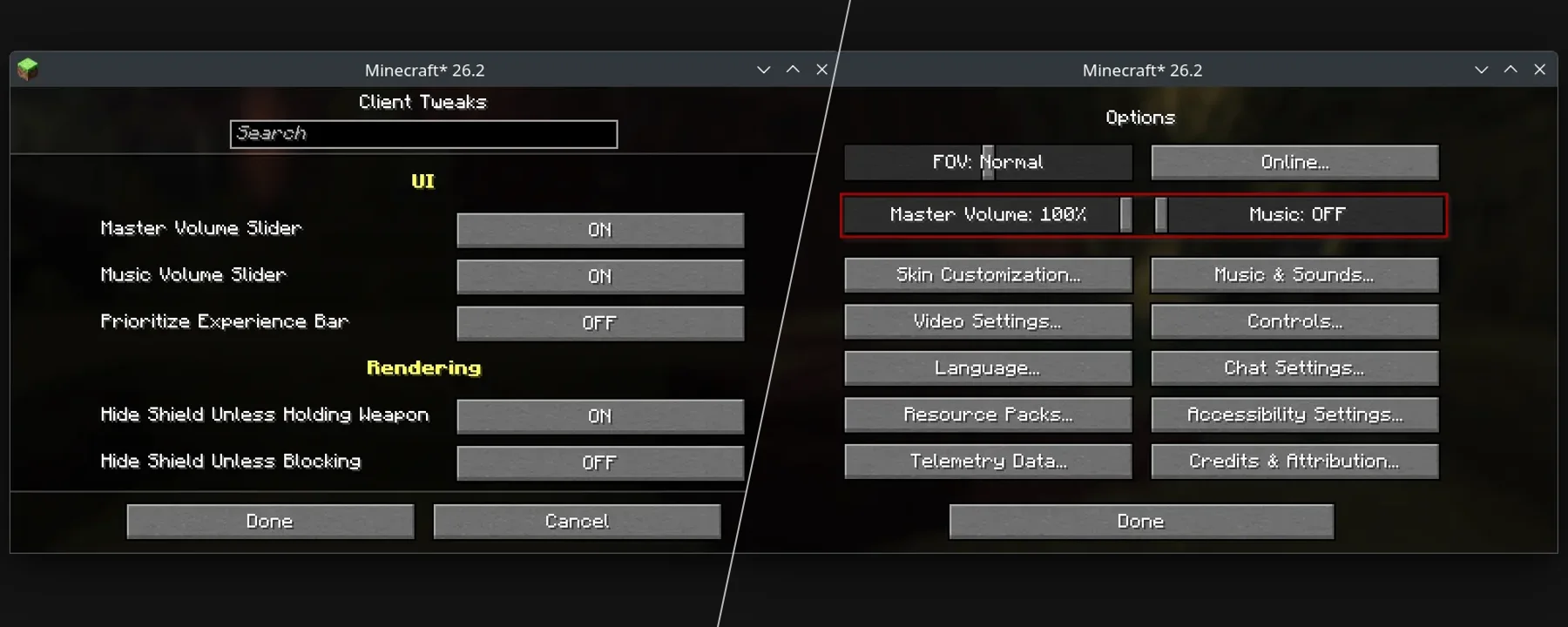 Client Tweaks — Client Tweaks screenshots 1–2