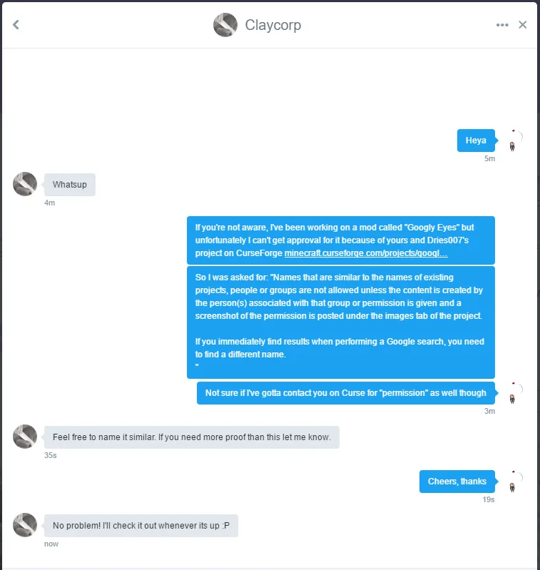 GooglyEyes  — Permission to create project with similar name