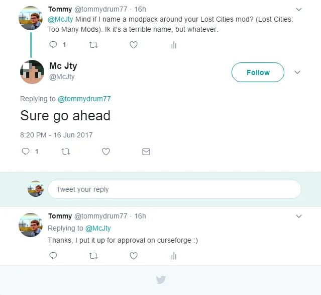 Lost Cities: Too Many Mods — Permission for name usage