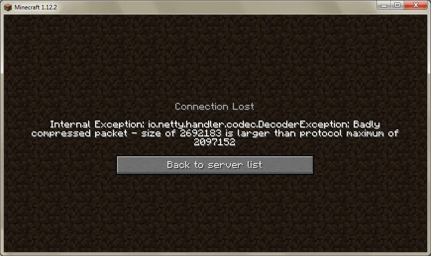 Bigger Packets Please — Error message sample