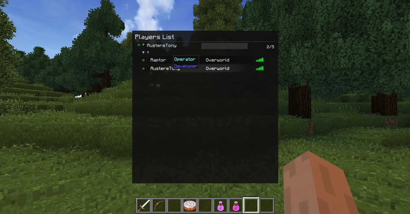 Oxygen: Players List — Players List Menu