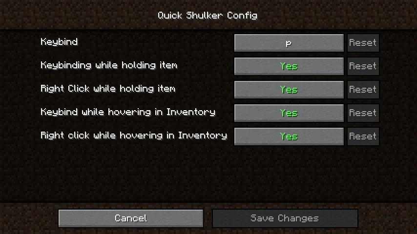 Quick Shulker — Config
