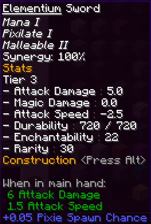 Mana Gear — Example Sword