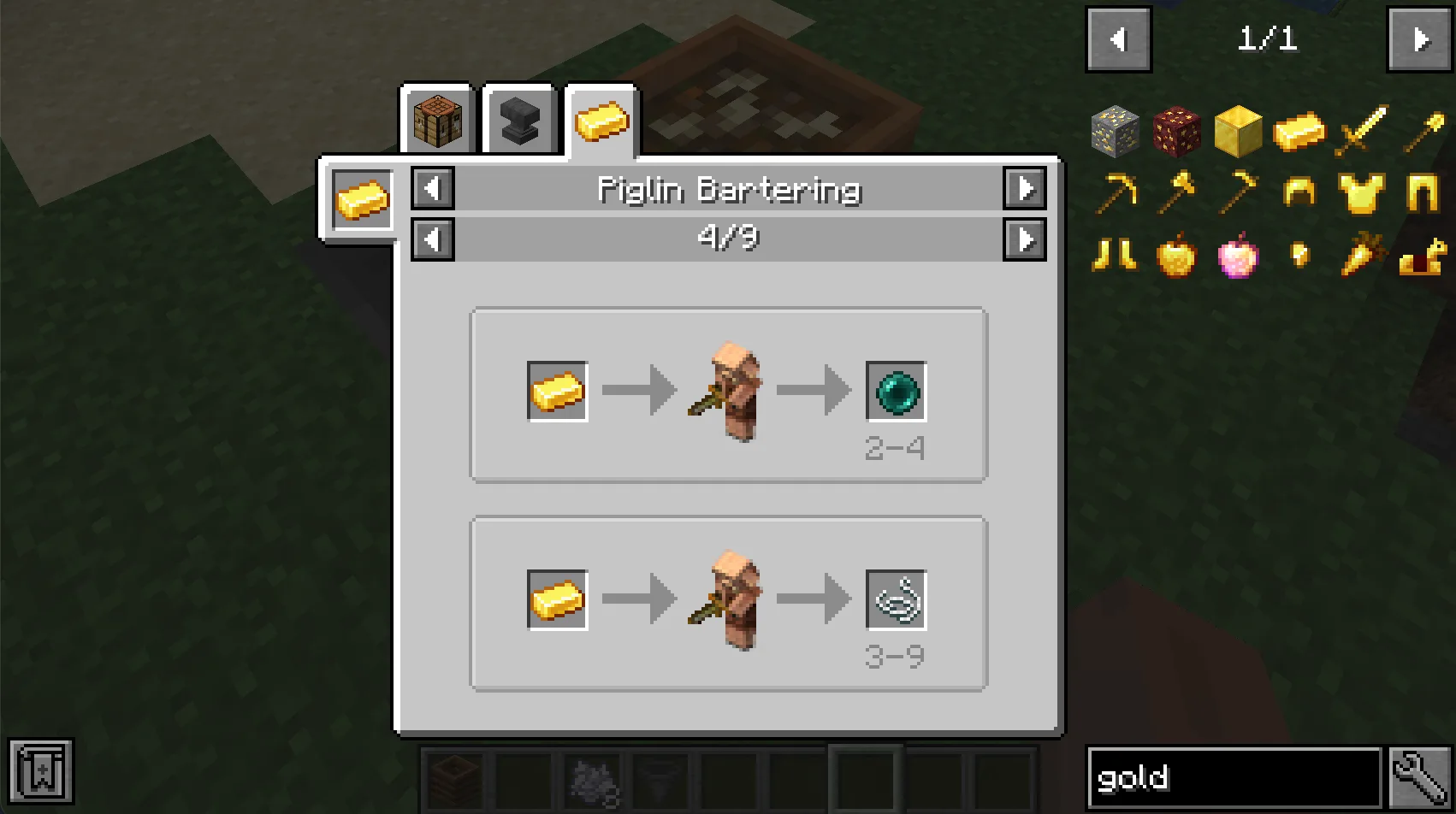 Just Enough Piglin Bartering — In Action