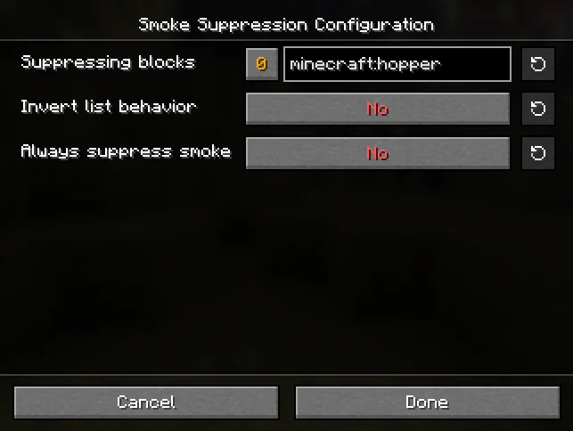 Smoke Suppression — Config