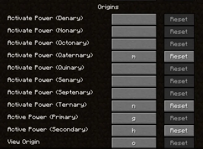 Origins Extra Keybinds — The Controls Screen