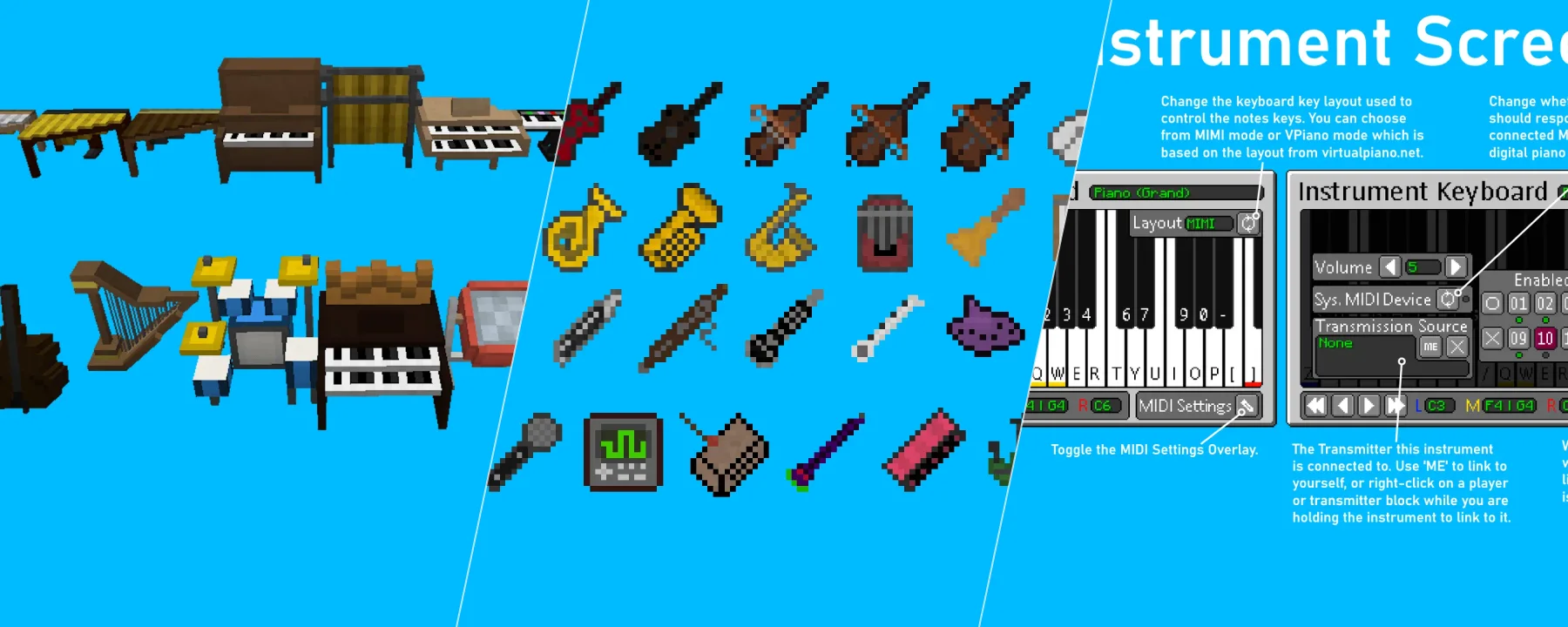 Musical Instrument Minecraft Interface (MIMI) — Musical Instrument Minecraft Interface (MIMI) screenshots 1–3
