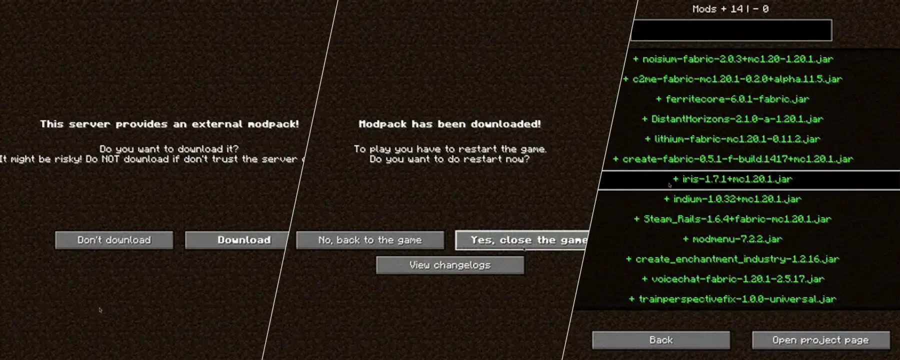 AutoModpack — AutoModpack screenshots 1–3