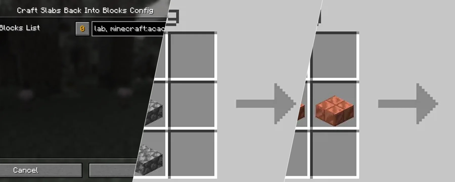 Craft Slabs Back into Blocks [Fabric/Forge/NeoForge] — Craft Slabs Back into Blocks [Fabric/Forge/NeoForge] screenshots 1–3