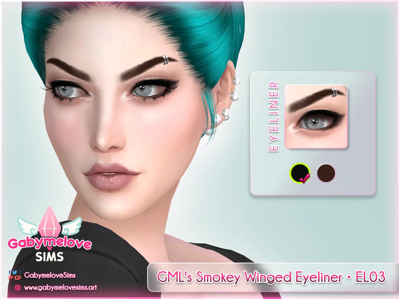 GML's Smokey Winged Eyeliner • EL03 [HQ compatible] — [Gabymelove Sims] GML's Smokey Winged Eyeliner • EL03